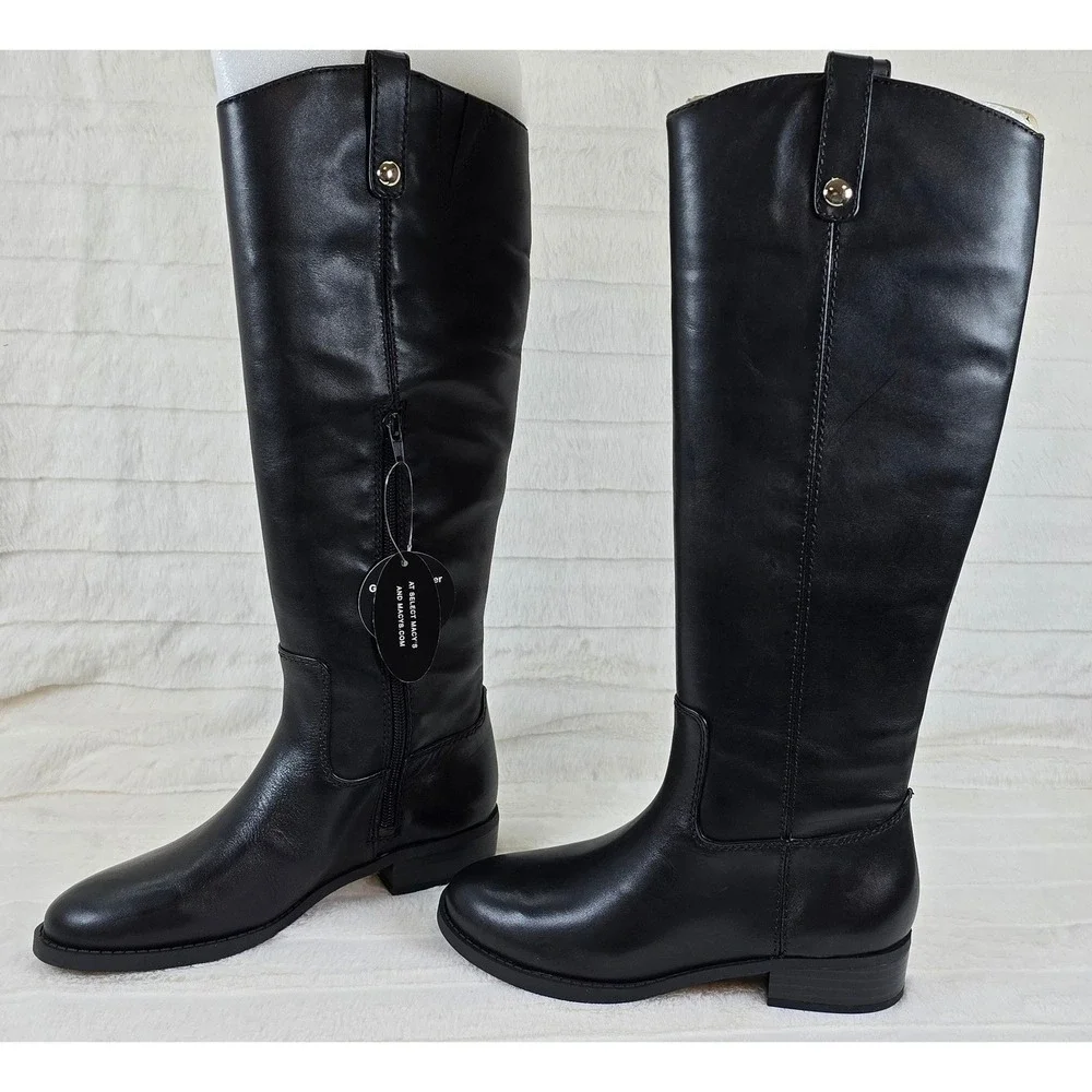 INC‎ Womens Fawne Black Leather Knee-High Boots Size 5.5